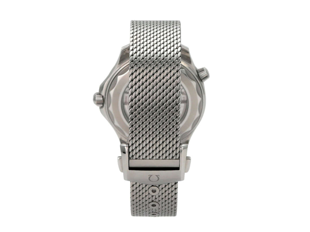 Rückansicht des OMEGA Seamaster Diver 300M Master Chronometer 210.30.42.20.01.010 mit Milanaise-Armband.