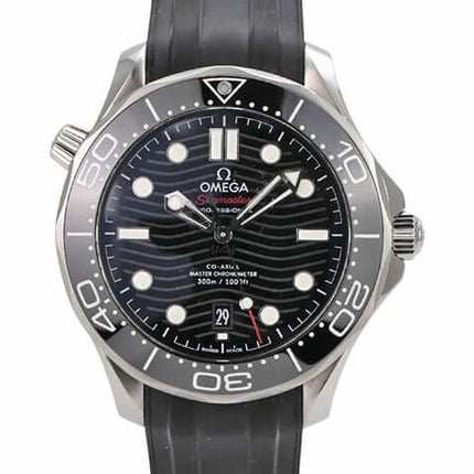 OMEGA Seamaster Diver 300M 210.32.42.20.01.001, schwarze Taucheruhr mit Kautschukband und Keramiklünette