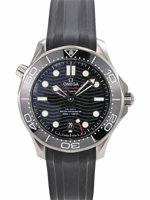 OMEGA Seamaster Diver 300M 210.32.42.20.01.001, schwarze Taucheruhr mit Kautschukband und Keramiklünette