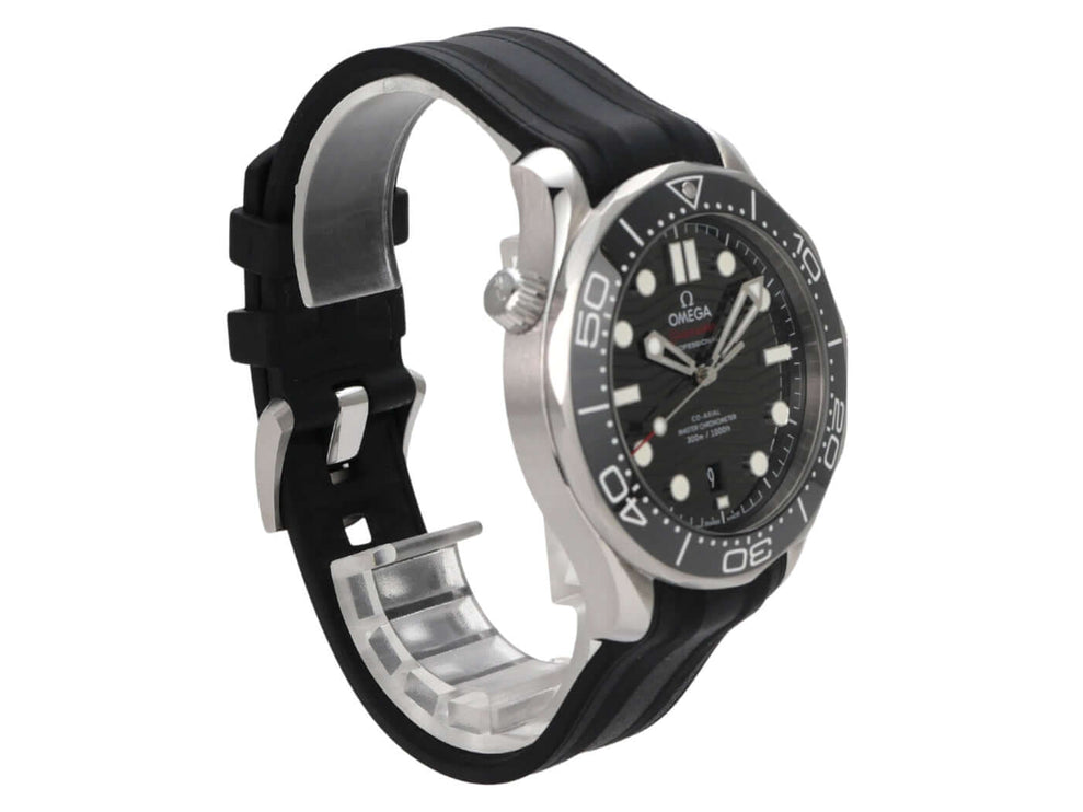 OMEGA Seamaster Diver 300M 210.32.42.20.01.001, schwarze Taucheruhr mit Kautschukband und Keramiklünette