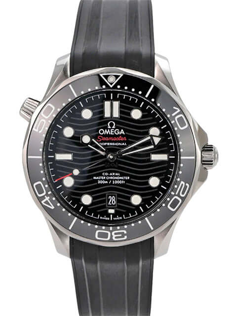 OMEGA Seamaster Diver 300M 210.32.42.20.01.001 Uhr mit schwarzem Zifferblatt und Kautschukband