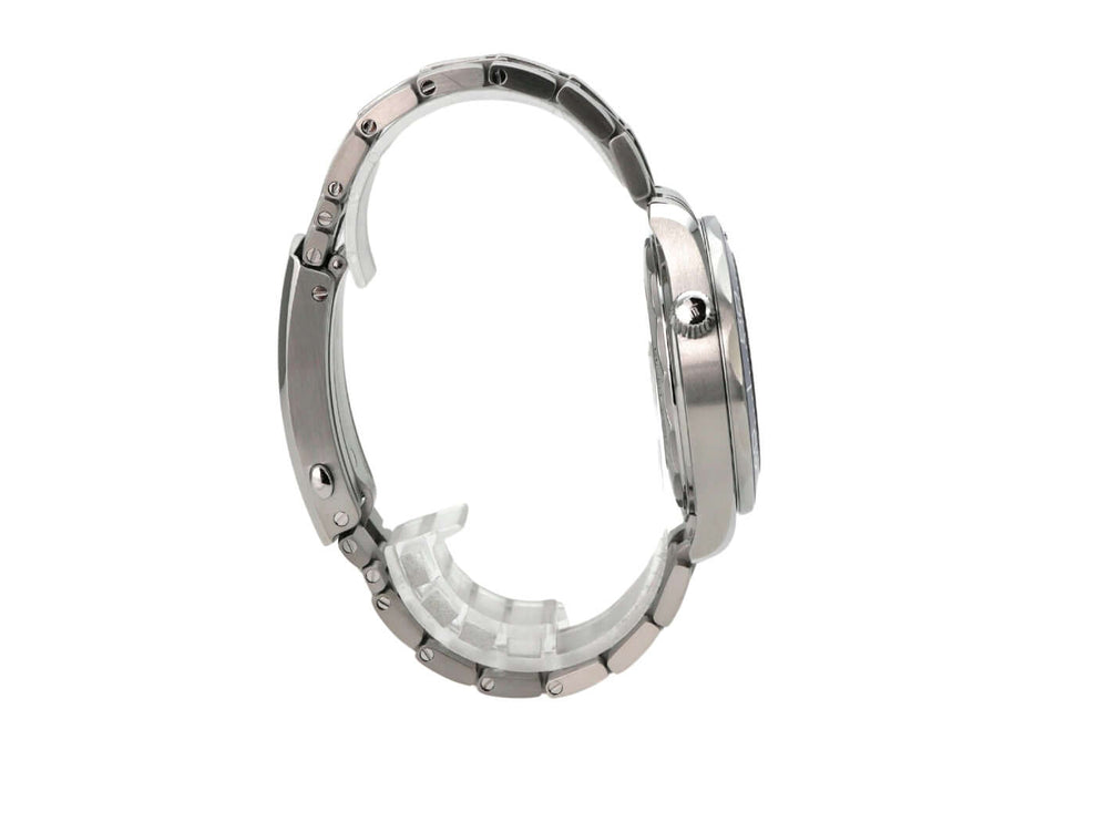 Seitenansicht des OMEGA Seamaster Diver 300M Master Chronometer 210.32.42.20.03.001 mit Edelstahlarmband.