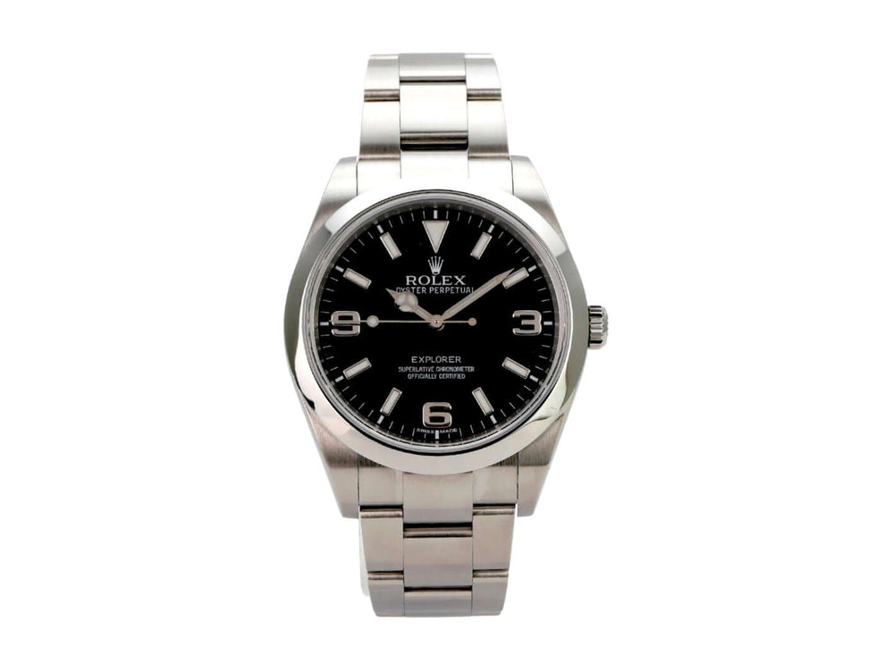 Rolex Explorer I Edelstahl 214270 mit schwarzem Zifferblatt und Oyster Edelstahlband