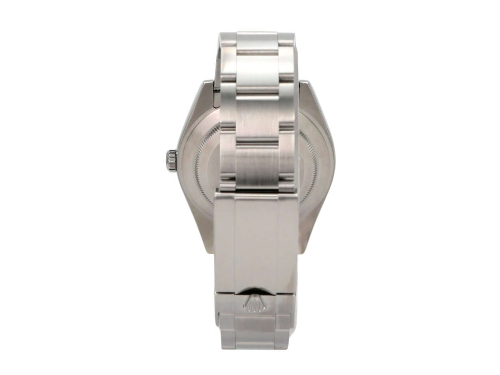 Rolex Explorer I Edelstahl 214270 Uhr Seitenansicht mit Edelstahlband und Faltschließe.