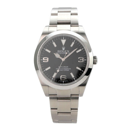 Rolex Explorer I Edelstahl 214270 mit schwarzem Zifferblatt und Edelstahlarmband