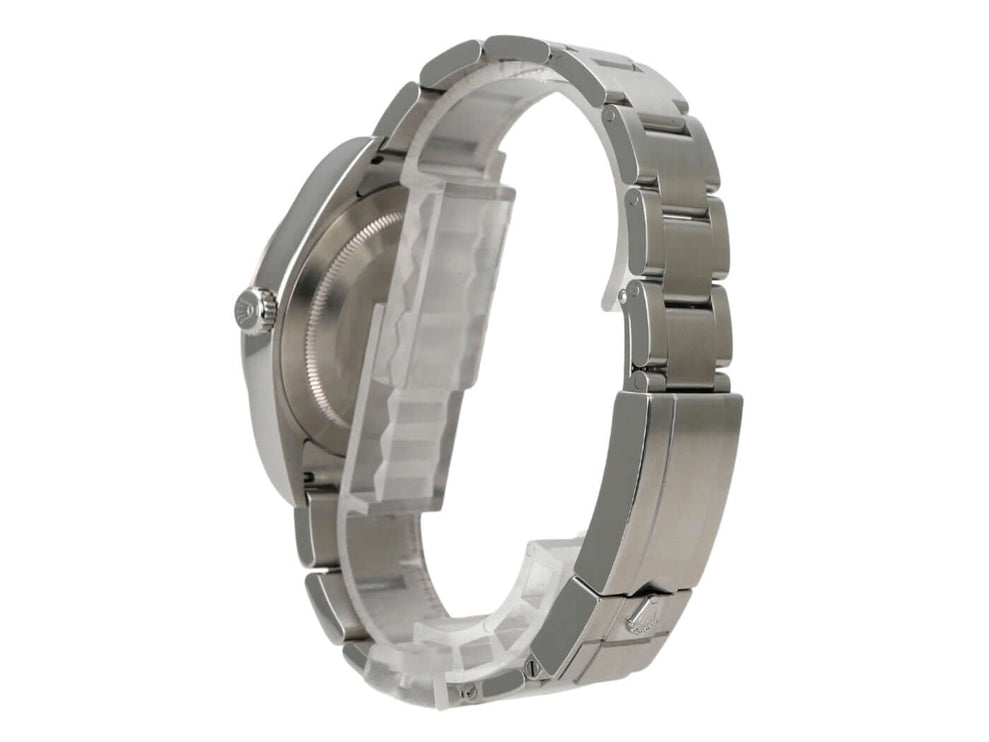 Rolex Explorer I Edelstahl 214270 Ansicht der Uhrenseite mit poliertem und satiniertem Edelstahlband.