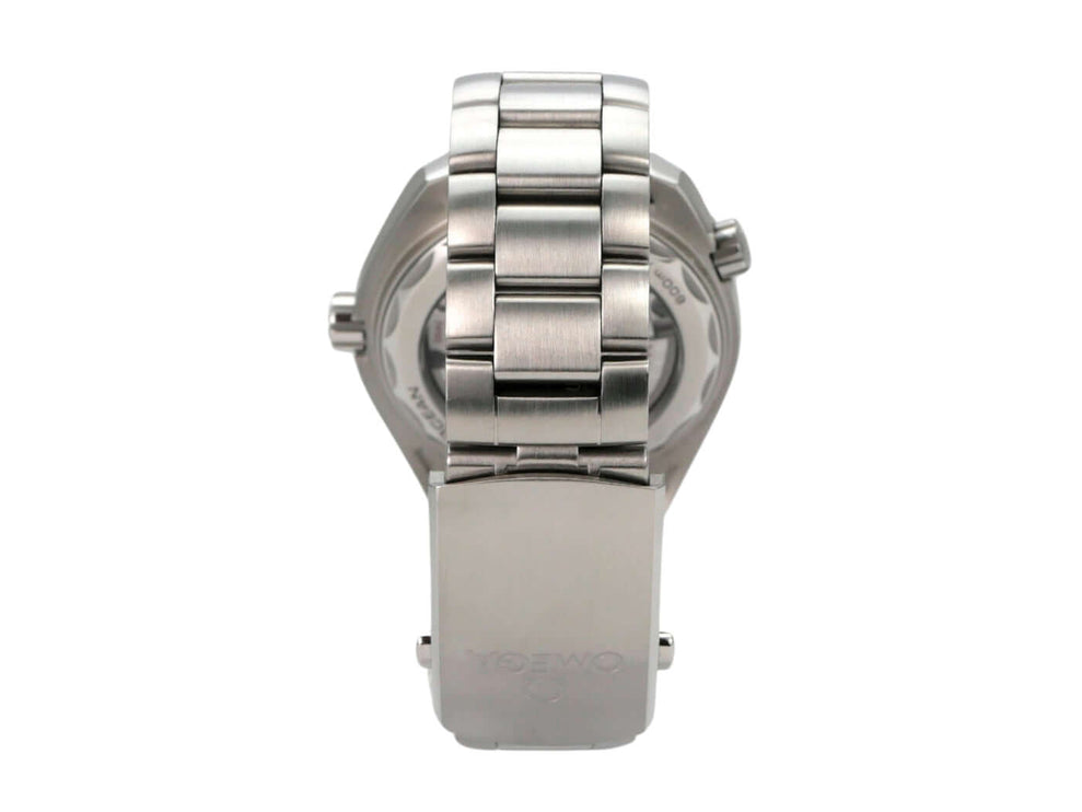 Rückansicht des Omega Seamaster Planet Ocean 600m 39.5 mm 215.30.40.20.03.001 mit Edelstahlarmband.