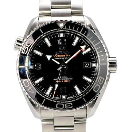 Omega Seamaster Planet Ocean 600m Master Chronometer 215.30.44.21.01.001, schwarze Taucheruhr mit Edelstahlarmband
