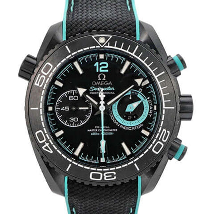 Omega Seamaster Planet Ocean 600M Chronograph ETNZ Deep Black 215.92.46.51.01.003 mit schwarzem Zifferblatt und Kautschukarmband