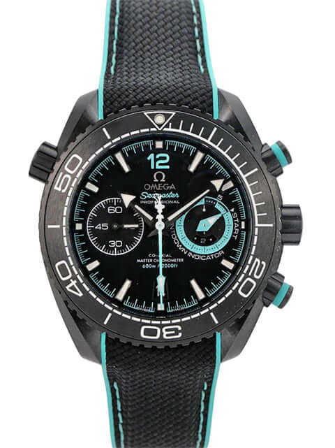 Omega Seamaster Planet Ocean 600M Chronograph ETNZ Deep Black 215.92.46.51.01.003 mit schwarzem Zifferblatt und Kautschukarmband