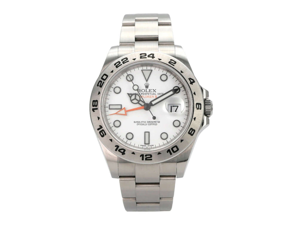 Rolex Explorer II 42 Edelstahl 216570 weißes Zifferblatt mit Edelstahlarmband und Leuchtindizes