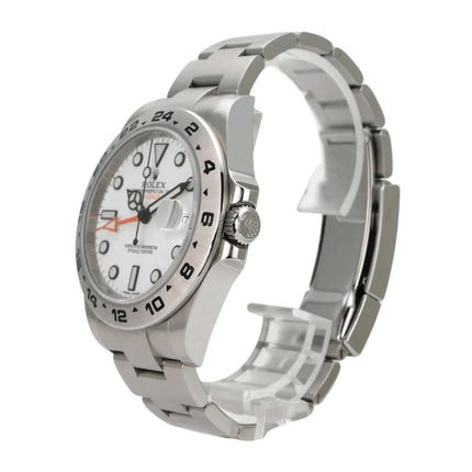 Rolex Explorer II 42 Edelstahl 216570 weißes Zifferblatt seitlich mit Edelstahlarmband