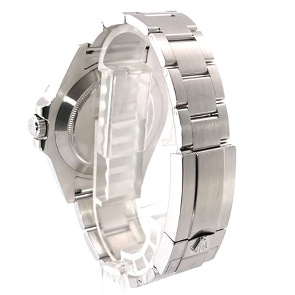 Rückseite des Rolex Explorer II 42 Edelstahl Ref. 216570 mit satiniertem Oyster Edelstahl Armband und Sicherheitsfaltschließe.