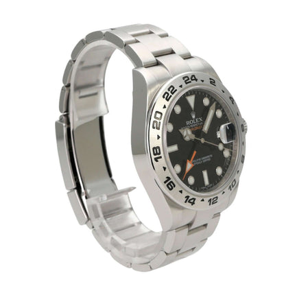 Rolex Explorer II 42 Edelstahl 216570 Schwarz mit schwarzem Zifferblatt und Edelstahlarmband