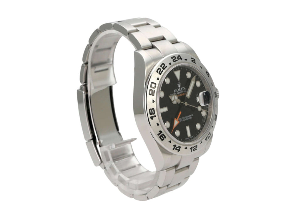 Rolex Explorer II 42 Edelstahl 216570 Schwarz mit schwarzem Zifferblatt und Edelstahlarmband