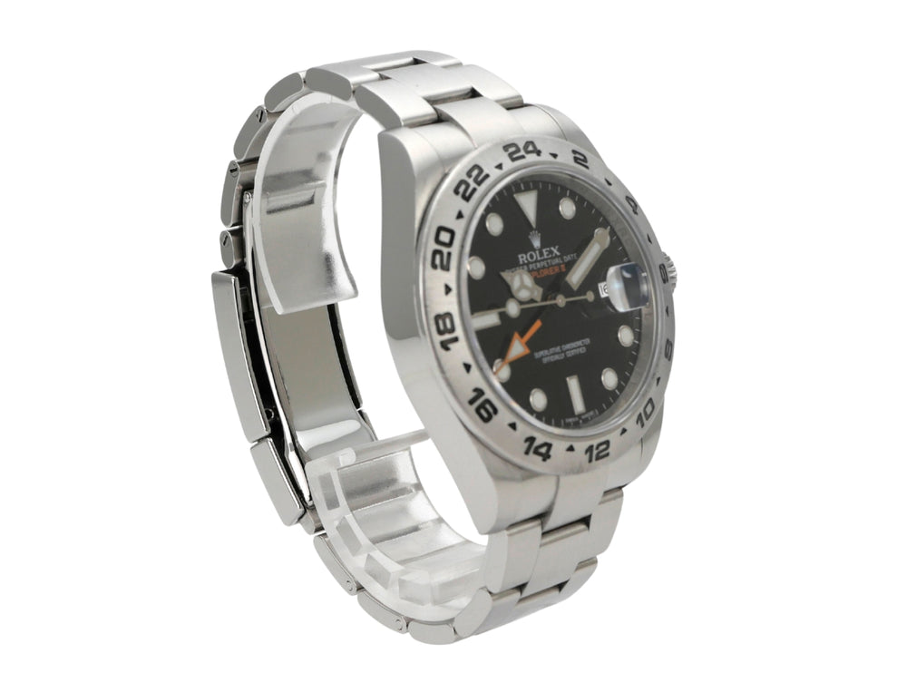 Rolex Explorer II 42 Edelstahl 216570 Schwarz Uhr mit schwarzem Zifferblatt und Oyster-Armband