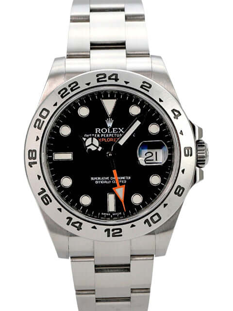 Rolex Explorer II 216570 Schwarz, 42 mm Edelstahl, schwarzes Zifferblatt, 24-Stunden-Lünette, Oysterband