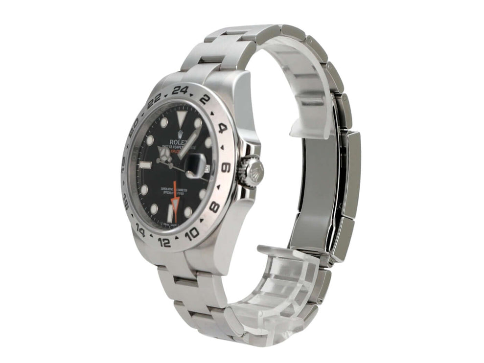 Rolex Explorer II 216570 Schwarz, 42 mm Edelstahl, schwarzes Zifferblatt, Oysterband, 24-Stunden-Lünette