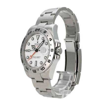 Rolex Explorer II 42 Edelstahl 216570 weißes Zifferblatt mit Oyster Edelstahl Armband.