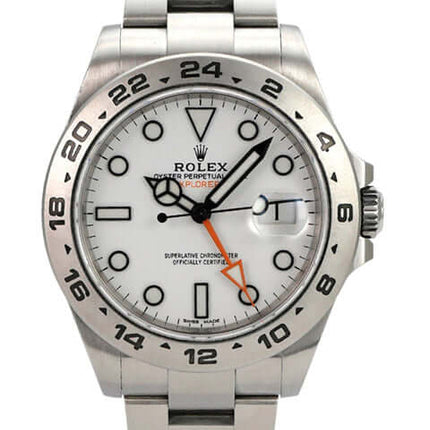 Rolex Explorer II 42 Edelstahl 216570 weiß - 42 mm Gehäuse, weißes Zifferblatt, Oyster Armband, Automatikwerk.