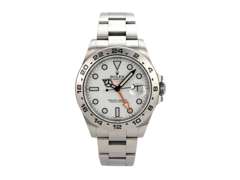 Rolex Explorer II 42 Edelstahl 216570 weiß mit weißem Zifferblatt und Edelstahlarmband