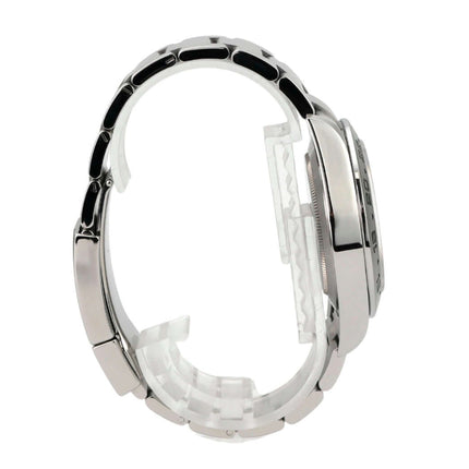 Seitenansicht der Rolex Explorer II 42 Edelstahl 216570 weiß mit poliertem und satiniertem Gehäuse.