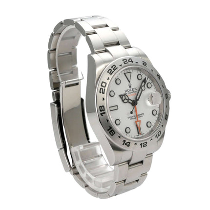 Rolex Explorer II 42 Edelstahl 216570 weiß mit weißem Zifferblatt und Edelstahlarmband aus 2020.