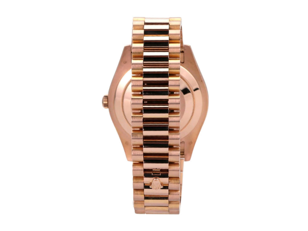 Rolex Day-Date II 218235 Everose-Gold mit schwarzem Zifferblatt und Präsident Armband aus 18 kt Everose-Gold.