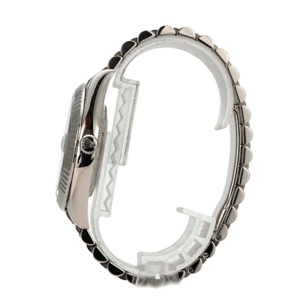 Rolex Day-Date II 218239 Weißgold Grau Arabisch seitliche Ansicht mit poliertem Gehäuse und Präsident Armband.