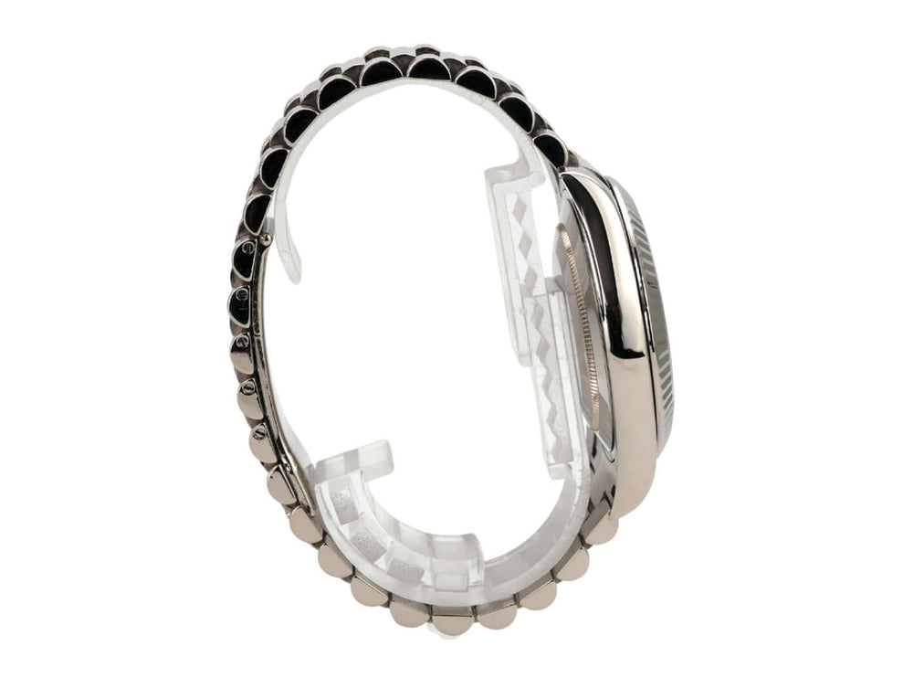 Rolex Day-Date II 218239 Weißgold Grau Arabisch Uhransicht von der Seite mit Präsident Armband.