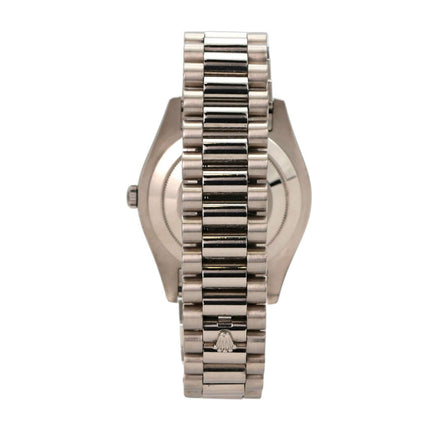 Rolex Day-Date II 218239 Weißgold Grau Arabisch Ansicht von der Seite mit poliertem Armband