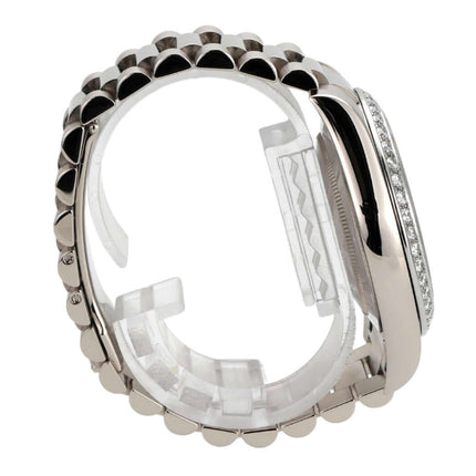 Rolex Day-Date II 218239 mit Diamantenbesatz, poliertes und satiniertes Weißgoldarmband und -gehäuse.