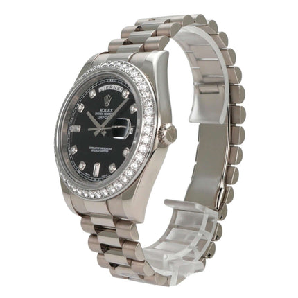 Rolex Day-Date II 218239 Weißgold Schwarz Diamant Armbanduhr mit Diamanten und Präsident-Armband