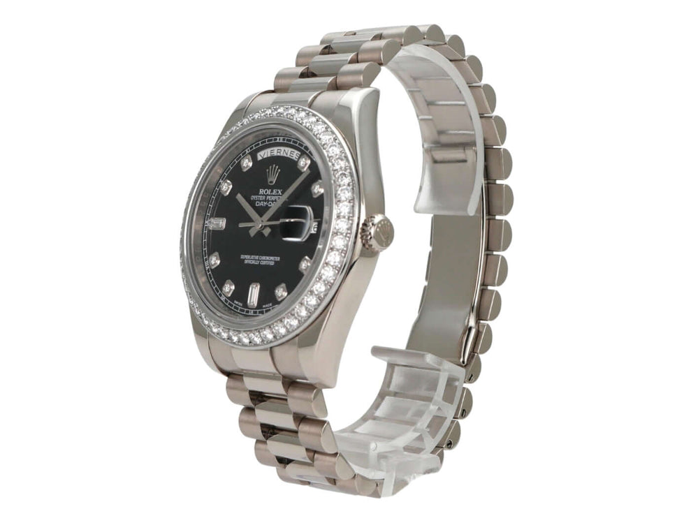 Rolex Day-Date II 218239 Weißgold Schwarz Diamant Armbanduhr mit Diamanten und Präsident-Armband