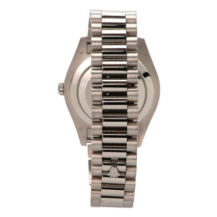Rolex Day-Date II 218239 Weißgold Schwarz Diamant Rückansicht des Gehäuses und Armbands