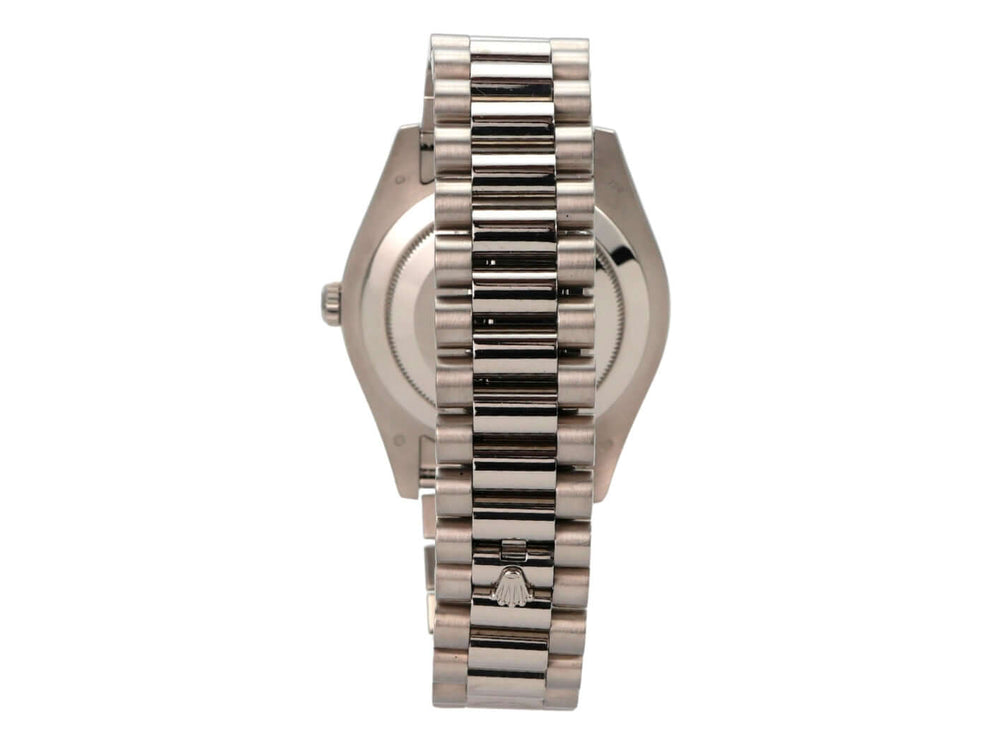 Rolex Day-Date II 218239 Weißgold Schwarz Diamant Rückansicht des Gehäuses und Armbands