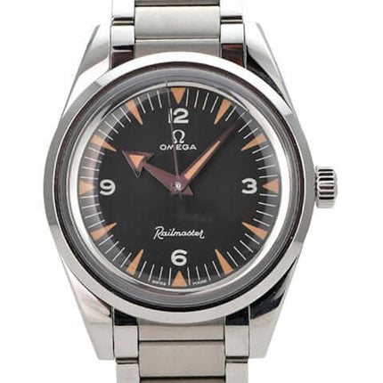 OMEGA Seamaster Railmaster Co-Axial Master Chronometer 220.10.38.20.01.002 schwarze Uhr mit Edelstahlarmband