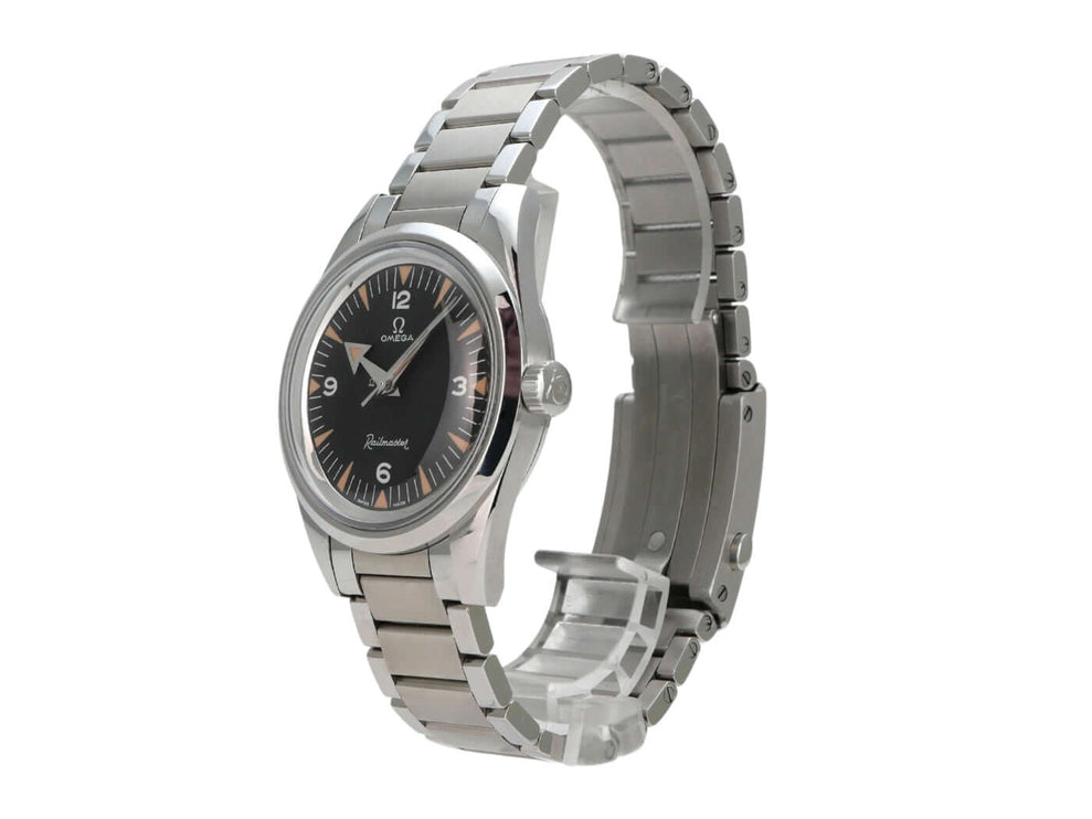 OMEGA Seamaster Railmaster Co-Axial Master Chronometer 220.10.38.20.01.002 mit schwarzem Zifferblatt und Edelstahlarmband