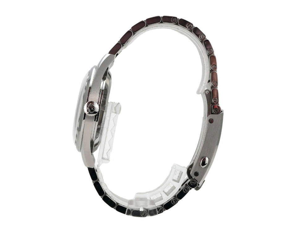 OMEGA Seamaster Railmaster Co-Axial Master Chronometer 220.10.38.20.01.002 seitliche Ansicht mit Edelstahlband.