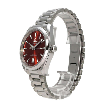 Omega Seamaster Aqua Terra 38 Shades 220.10.38.20.13.003 aus Edelstahl mit rotem Zifferblatt und Automatikwerk.