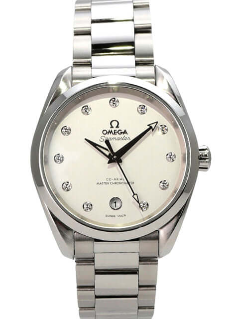 Omega Seamaster Aqua Terra 150m Master 220.10.38.20.52.001, elegante Damenuhr mit Diamanten und Edelstahlarmband.
