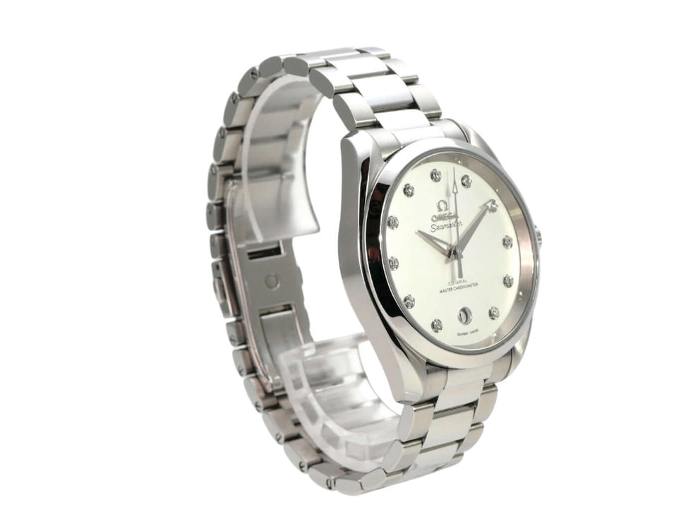 Omega Seamaster Aqua Terra 150m Master 220.10.38.20.52.001 mit silberfarbendem Zifferblatt und Diamanten.