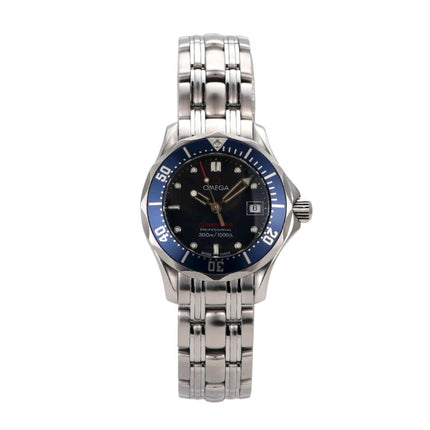 Omega Seamaster 300M Quarz 222.48.000 mit Edelstahlarmband und blauem Zifferblatt