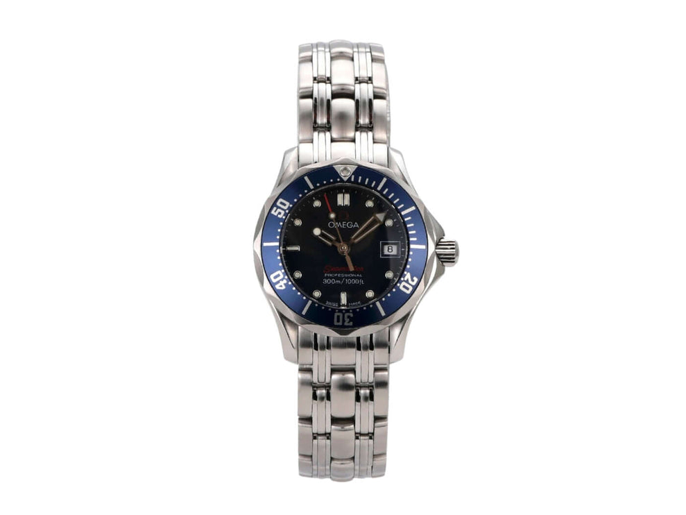 Omega Seamaster 300M Quarz 222.48.000 mit Edelstahlarmband und blauem Zifferblatt