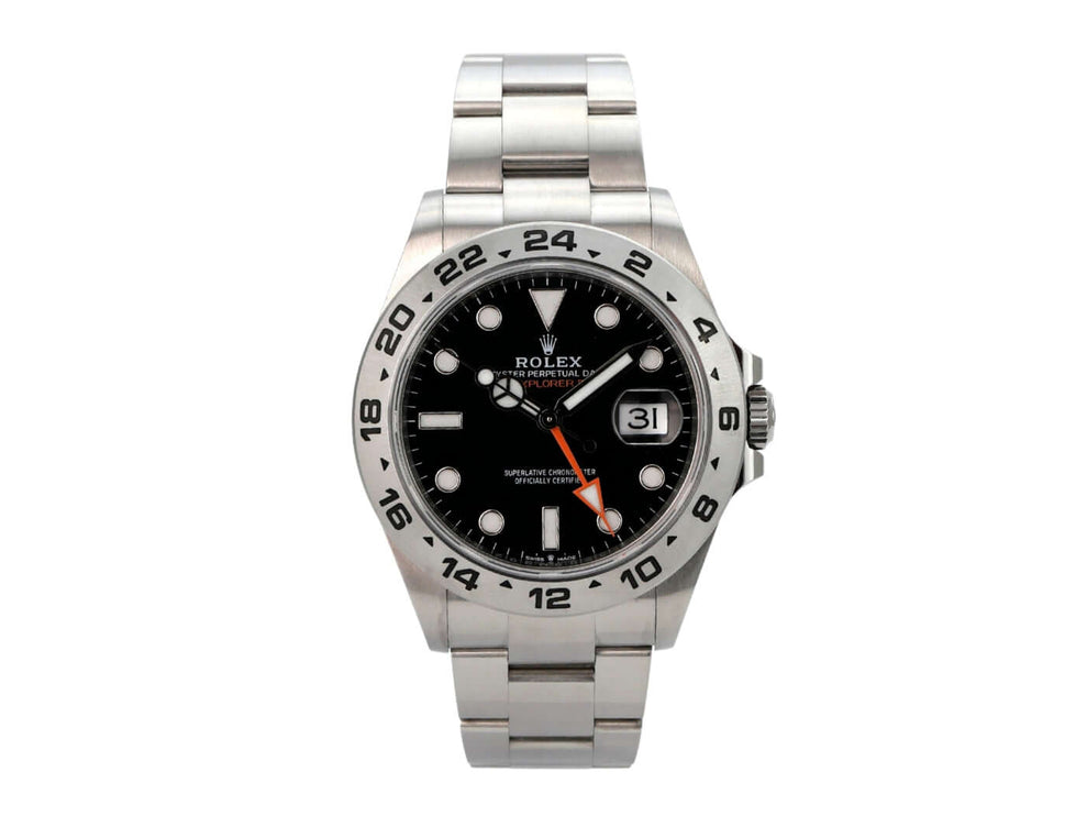Rolex Explorer II 226570 Schwarz Uhr mit schwarzem Zifferblatt und Edelstahlarmband
