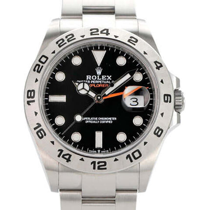 Rolex Explorer II 226570 mit schwarzem Zifferblatt und Edelstahlarmband, 42 mm Gehäuse, automatische Uhr.