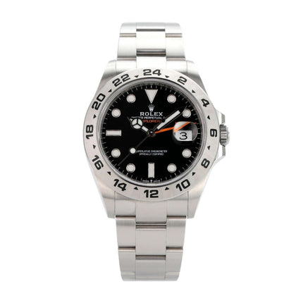Rolex Explorer II 226570 Schwarz, 42 mm Edelstahl, schwarzes Zifferblatt, Automatikwerk, Leuchtindizes.
