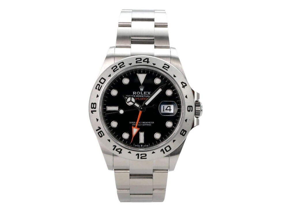 Rolex Explorer II 226570 Schwarz mit schwarzem Zifferblatt und Edelstahlarmband