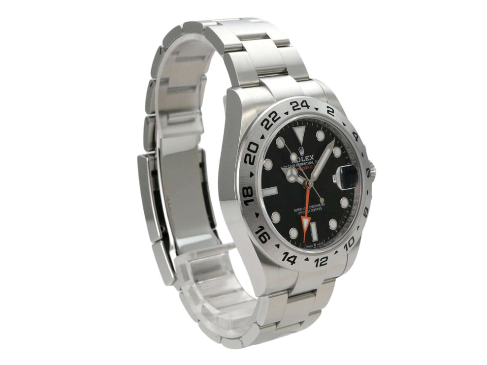 Rolex Explorer II 226570 Schwarz, Edelstahl Uhr mit schwarzem Zifferblatt und 24-Stunden-Skala