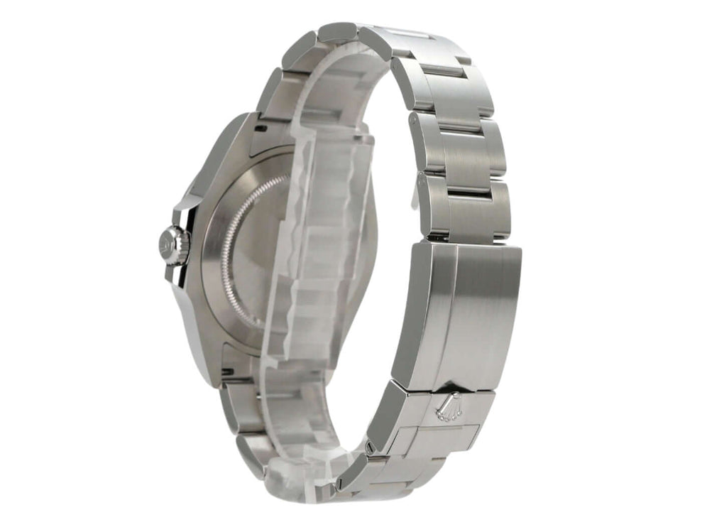 Rolex Explorer II 226570 Schwarz seitliche Ansicht, Edelstahlgehäuse und Armband, modisches Design.